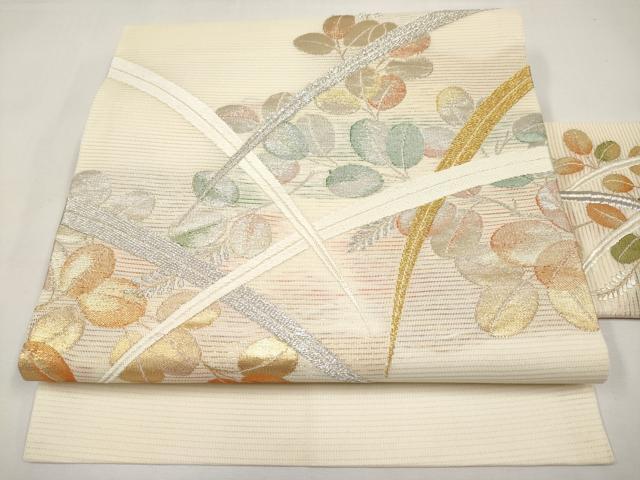 平和屋着物*夏物 九寸名古屋帯 唐織 萩文 金銀糸 正絹 逸品 CABL7749tx