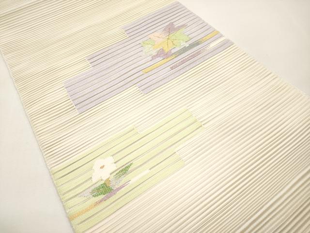 平和屋着物*夏物 八寸名古屋帯 絽綴れ 草花文 金糸 正絹 逸品 未使用 CABL7755tx