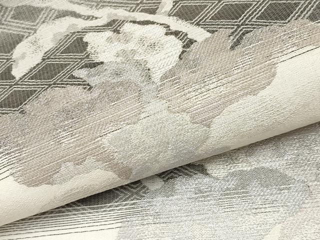 平和屋着物*夏物 九寸開き名古屋帯 牡丹唐草文 銀糸 正絹 逸品 CABL7761tx