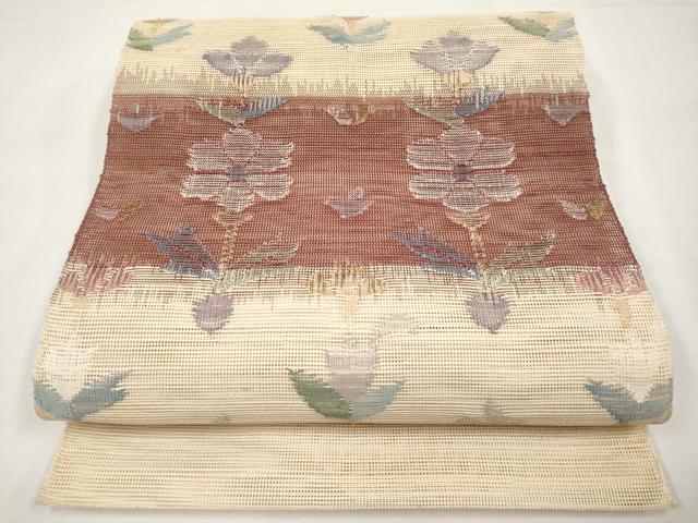 平和屋着物*夏物 1854年創業 帯屋捨松 八寸名古屋帯 草花文 正絹 逸品 CABL7763tx
