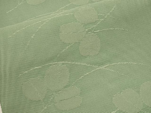 平和屋着物*夏物 八寸名古屋帯 舞葉文 山葵色 CABL7765tx