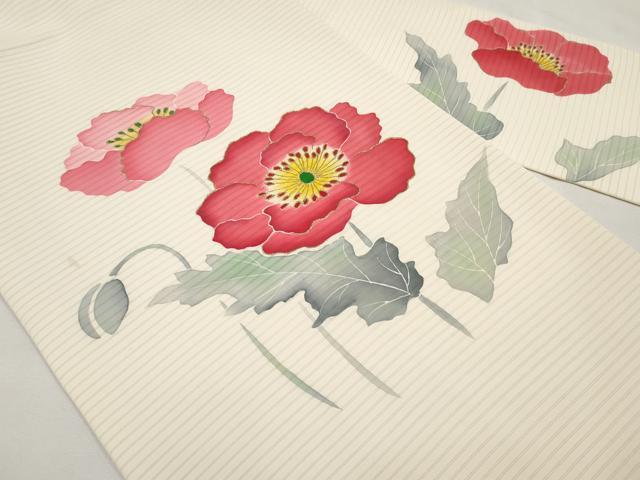 平和屋着物*夏物 絽塩瀬 九寸名古屋帯 草花文 金彩 正絹 逸品 CABL7775tx