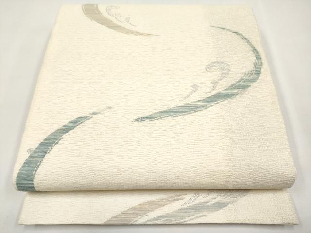 平和屋着物*夏物 六通柄袋帯 流水文 銀糸 正絹 逸品 CABL7777tx