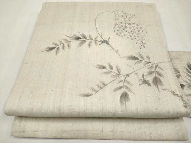 平和屋着物*夏物 絹芭蕉 九寸名古屋帯 作家物 手描き 枝木の実 正絹 逸品 CABL7788tx