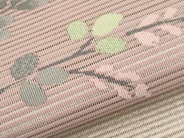 平和屋着物*夏物 八寸名古屋帯 作家物 絽綴れ 枝花文 銀糸 正絹 逸品 CABL7790tx