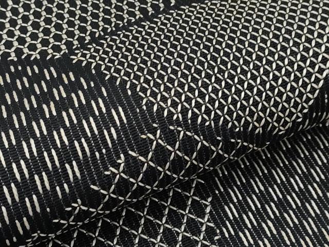 平和屋着物*夏物 八寸名古屋帯 切嵌文 黒地 正絹 逸品 CABL7792tx
