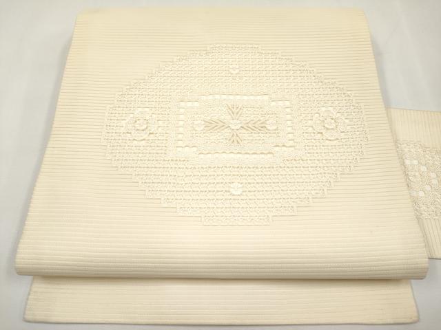 平和屋着物*夏物 九寸名古屋帯 ドロンワーク 抽象文 正絹 逸品 CABL7797tx