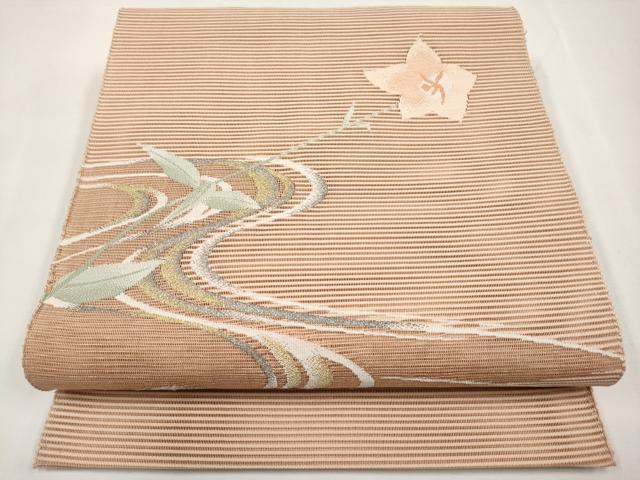 平和屋着物*夏物 八寸名古屋帯 絽綴れ 流水枝花文 金銀糸 正絹 逸品 CABL7799tx