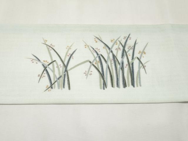 平和屋着物*夏物 九寸名古屋帯 草花文 銀彩 CABL7805tx