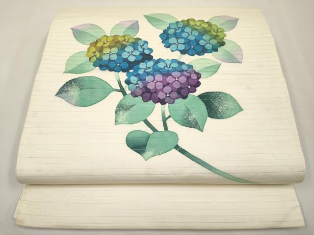 平和屋着物*夏物 絽塩瀬 九寸開き名古屋帯 紫陽花 正絹 逸品 CABL7865tx