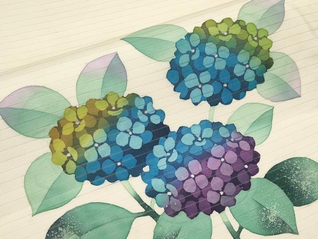 平和屋着物*夏物 絽塩瀬 九寸開き名古屋帯 紫陽花 正絹 逸品 CABL7865tx