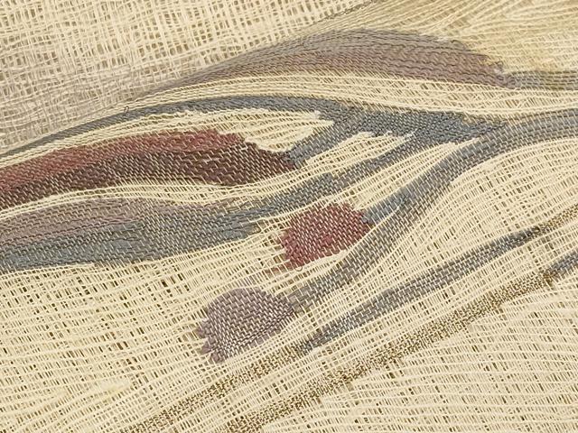 平和屋着物*夏物 太鼓柄袋帯 櫛織 枝花文 金銀糸 正絹 逸品 CABL7891tx