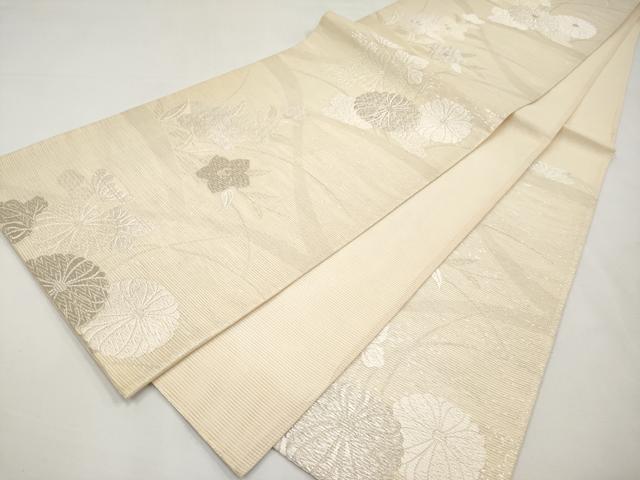 平和屋着物*夏物 六通柄袋帯 唐織 草花文 銀糸 そごう扱い 正絹 逸品 CABL7892tx