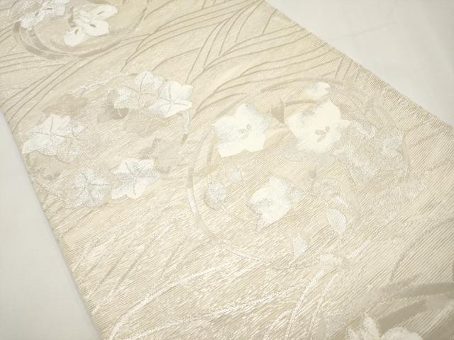 平和屋着物*夏物 六通柄袋帯 花丸文 銀糸 正絹 逸品 CABL7895tx