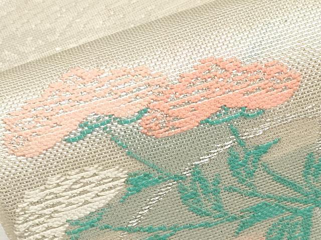平和屋着物*夏物 六通柄 本袋帯 草花文 銀糸 正絹 逸品 CABL7900tx