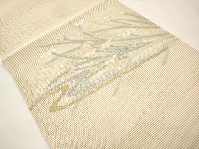 平和屋着物*夏物 太鼓柄袋帯 絽綴れ 杜若 金銀糸 正絹 逸品 CABL7983tx