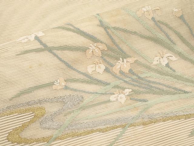 平和屋着物*夏物 太鼓柄袋帯 絽綴れ 杜若 金銀糸 正絹 逸品 CABL7983tx