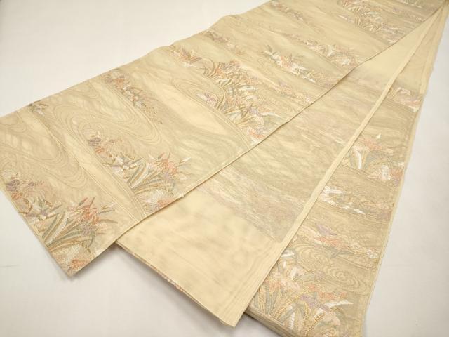 平和屋着物*夏物 六通柄袋帯 唐織 流水草花文 金糸 正絹 逸品 CABL7985tx