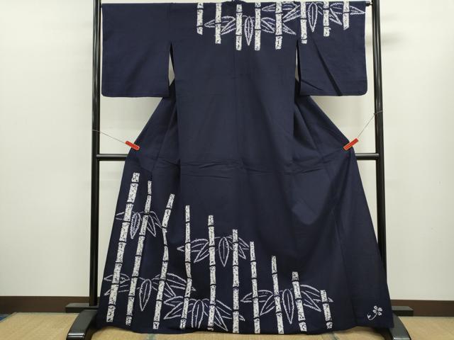 平和屋着物∴夏物 訪問着・浴衣兼用 絵羽浴衣 有松鳴海絞り 笹竹文 綿 逸品 CABL8006ze
