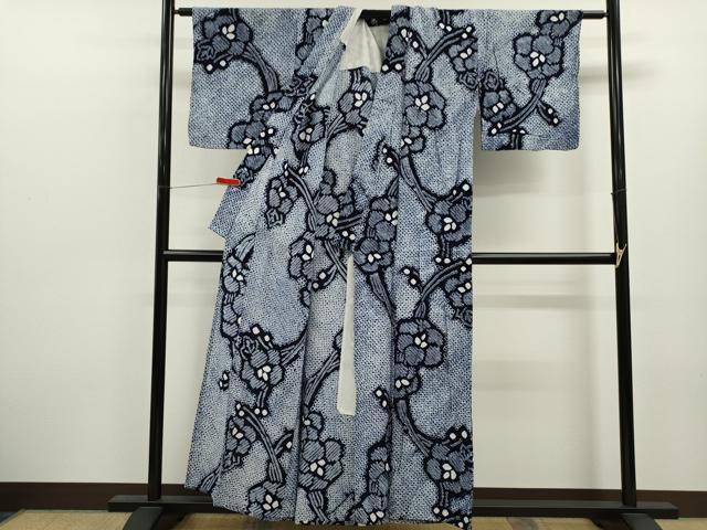 平和屋着物∴夏物 浴衣 有松鳴海絞り 枝花文 綿 逸品 CABL8018ze