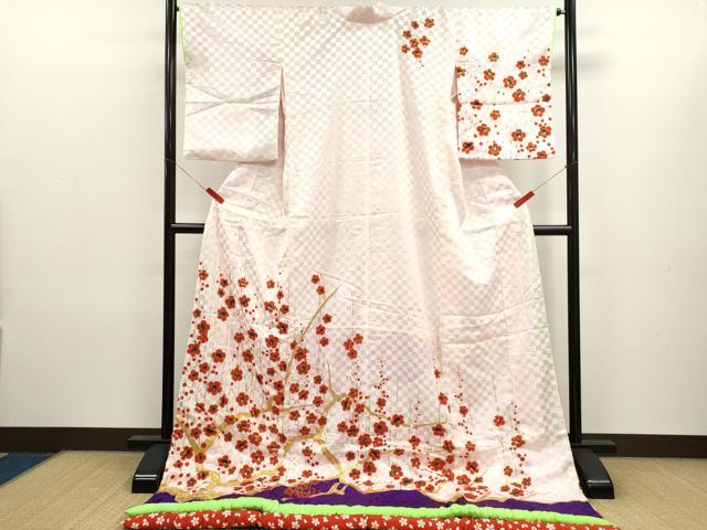 平和屋本店●お引きずり・お引き摺り 訪問着 和装 舞台 舞妓 芸妓 芸者 衣装 枝梅文 金彩 洗える着物 CABL8063ze