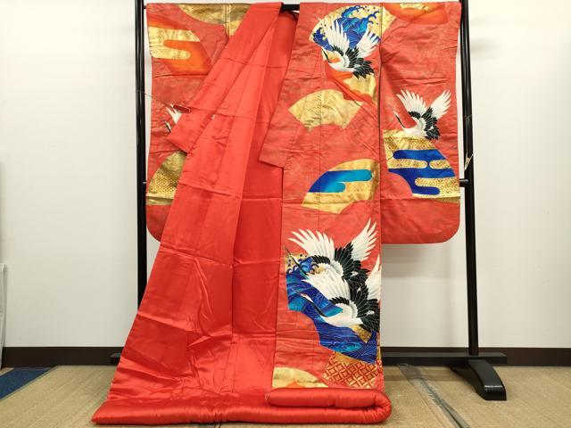 平和屋本店●色打掛 お引きずり 和装 婚礼 結婚式 花嫁 神社挙式 地紙吉祥飛鶴文 金彩 逸品 CABL8065ze