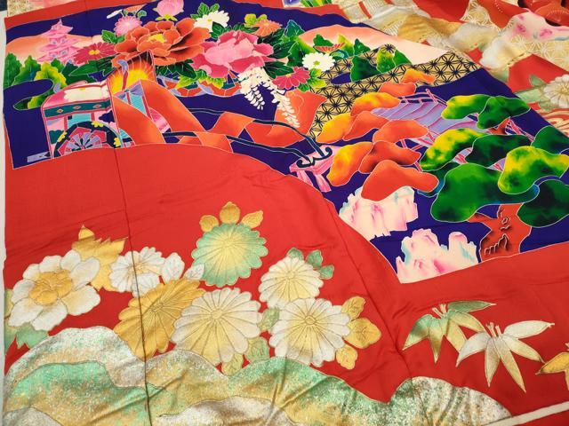 平和屋本店●色打掛 お引きずり 和装 婚礼 結婚式 花嫁 神社挙式 松竹梅地紙御所車草花文 金銀彩 逸品 CABL8067ze