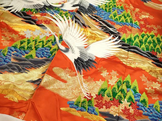 平和屋本店●色打掛 お引きずり 和装 婚礼 結婚式 花嫁 神社挙式 作家物 刺繍 唐織 飛鶴草木文 金銀糸 逸品 CABL8071ze
