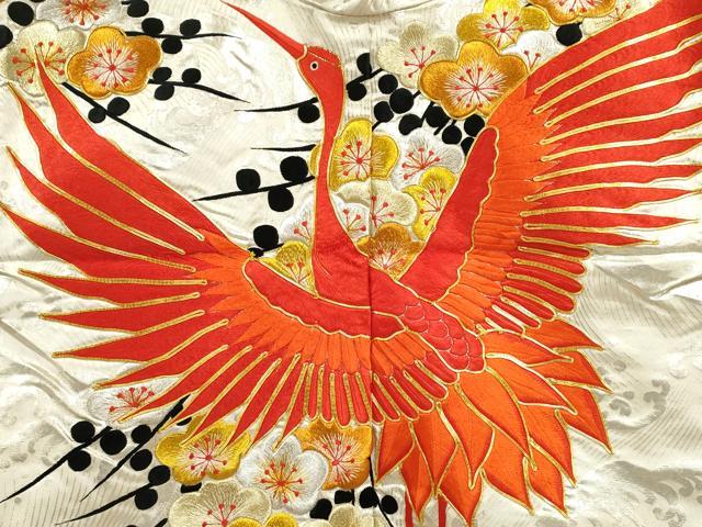 平和屋本店●色打掛 お引きずり 和装 婚礼 結婚式 花嫁 神社挙式 駒刺繍 群鶴梅文 金銀糸 逸品 CABL8073ze