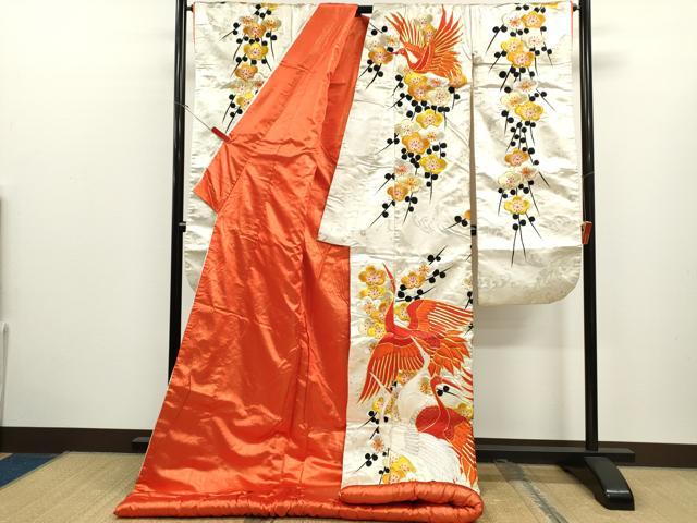 平和屋本店●色打掛 お引きずり 和装 婚礼 結婚式 花嫁 神社挙式 駒刺繍 群鶴梅文 金銀糸 逸品 CABL8073ze
