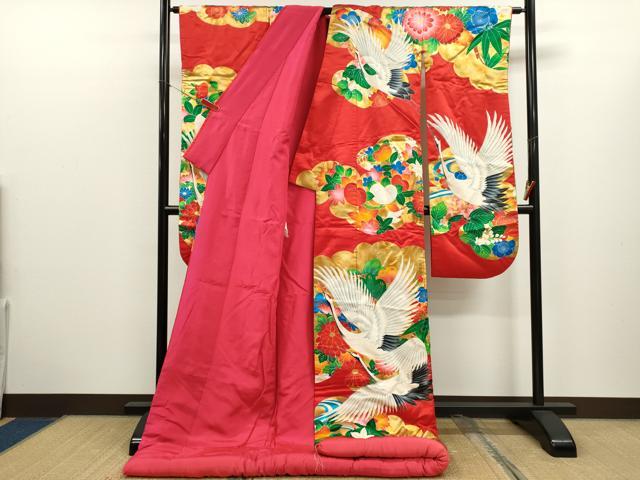平和屋本店●色打掛 お引きずり 和装 婚礼 結婚式 花嫁 神社挙式 雲取り飛鶴草花文 金彩 逸品 CABL8075ze