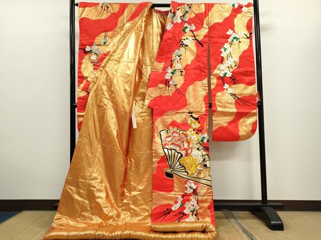 平和屋本店●色打掛 お引きずり 和装 婚礼 結婚式 花嫁 神社挙式 総刺繍 駒刺繍 檜扇吉祥草花文 金銀糸 逸品 CABL8086ze