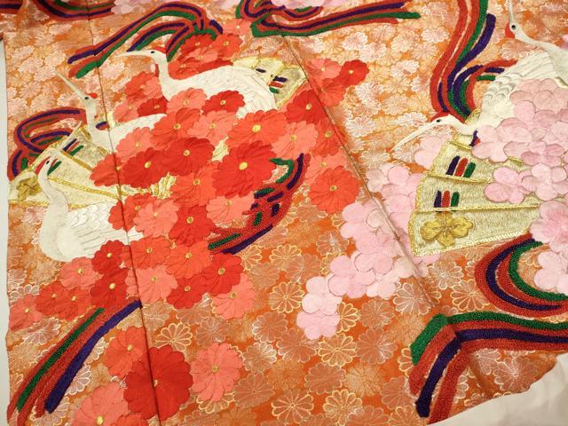 平和屋本店●色打掛 お引きずり 和装 婚礼 結婚式 花嫁 神社挙式 総刺繍 駒刺繍 檜扇飛鶴草花文 金銀糸 逸品 CABL8087ze