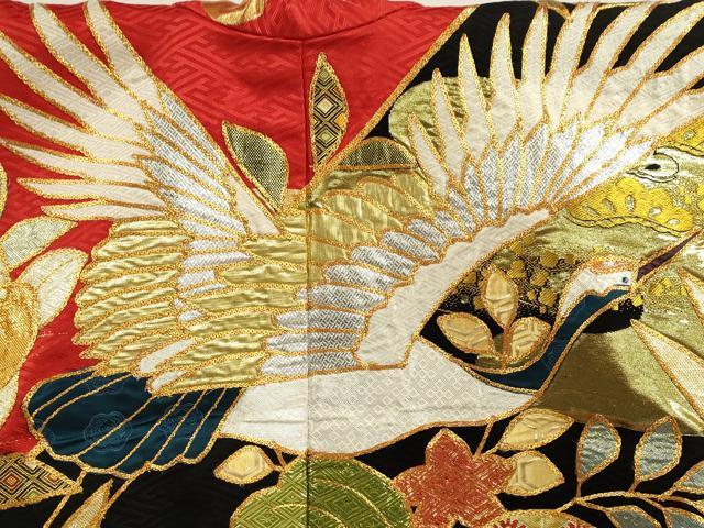 平和屋本店●色打掛 お引きずり 作家物 和装 婚礼 結婚式 花嫁 神社挙式 駒刺繍 飛鶴草花文 金銀糸 逸品 CABL8088ze