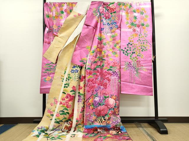平和屋本店●色打掛 和装 婚礼 結婚式 花嫁 神社挙式 松竹梅花車文 金銀彩 仮絵羽 逸品 未使用 CABL8104ze