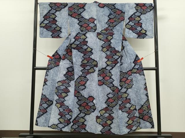 平和屋着物∴夏物 浴衣 有松鳴海絞り 青海波 綿 逸品 CABL8107ze