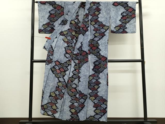 平和屋着物∴夏物 浴衣 有松鳴海絞り 青海波 綿 逸品 CABL8107ze