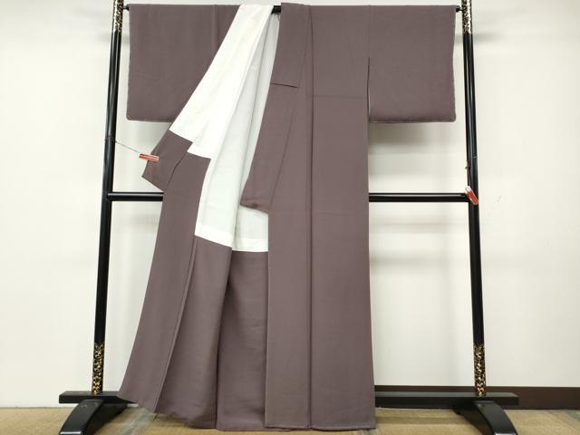 平和屋着物●上質な色無地 葡萄鼠色 正絹 逸品 未使用 CABL8405ut