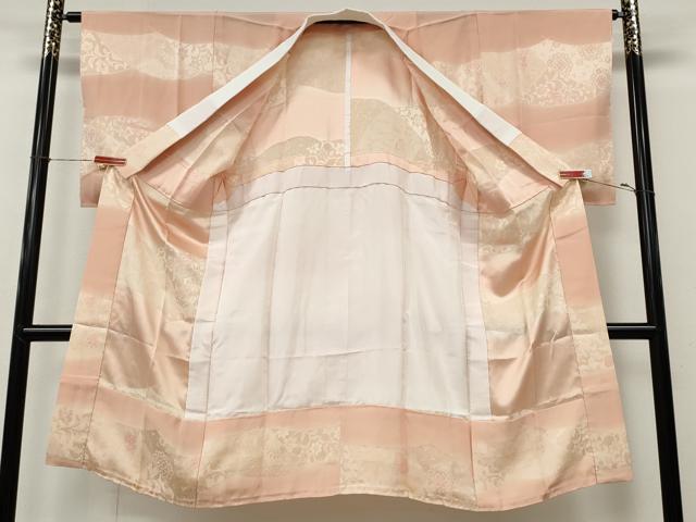 平和屋着物●長襦袢 無双仕立て 地紋起こし 横段花唐草文 正絹 逸品 CABL8412ut