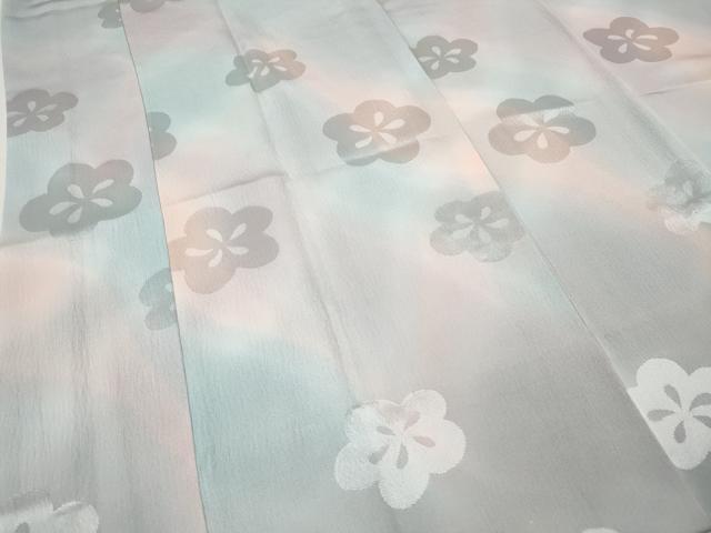 平和屋着物●長襦袢 無双仕立て 舞梅地紋 暈し染め 正絹 逸品 未使用 CABL8414ut