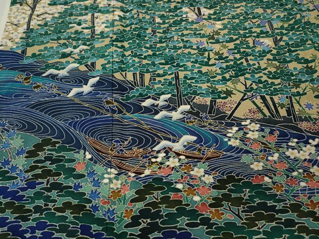 平和屋着物●本場加賀友禅作家 杉浦伸 黒留袖 飛鳥船草花文 暈し染め 正絹 逸品 CABL8419ut