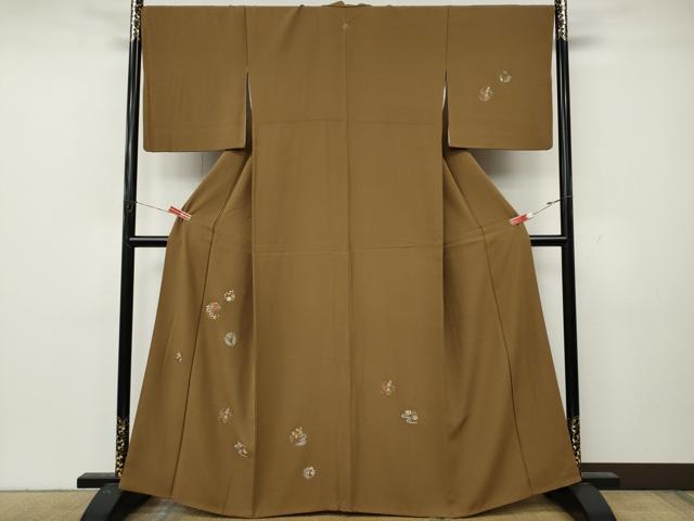 平和屋着物●訪問着 総刺繍 雪輪流水草花文 金糸 正絹 逸品 CABL8423ut