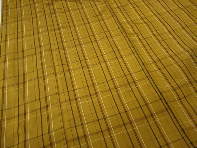平和屋着物●本場黄八丈 紬 平織 格子柄 正絹 逸品 CABL8425ut