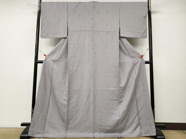 平和屋着物●上質な色無地 辻が花地紋 牡丹鼠色 ロング丈 正絹 逸品 CABL8438ut