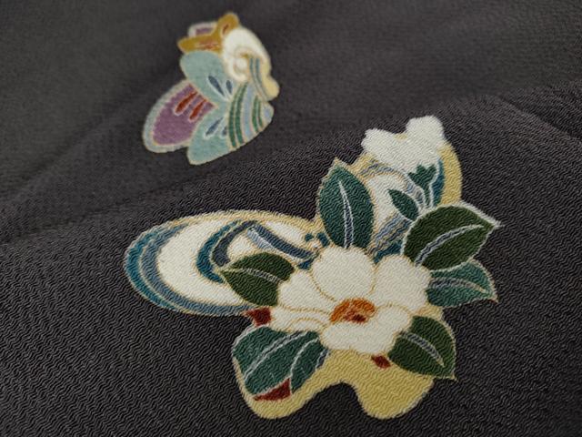 平和屋着物●上質な小紋 舞蝶文 金彩 鬼しぼ縮緬 正絹 逸品 CABL8442ut