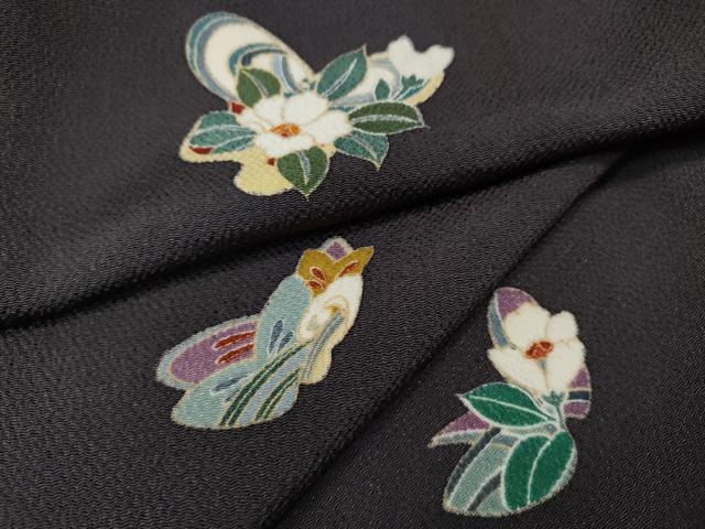 平和屋着物●上質な小紋 舞蝶文 金彩 鬼しぼ縮緬 正絹 逸品 CABL8442ut