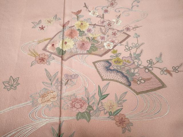 平和屋着物●中国三大刺繍 相良刺繍 総刺繍 訪問着 地紙流水花文 暈し染め 正絹 逸品 CABL8449ut
