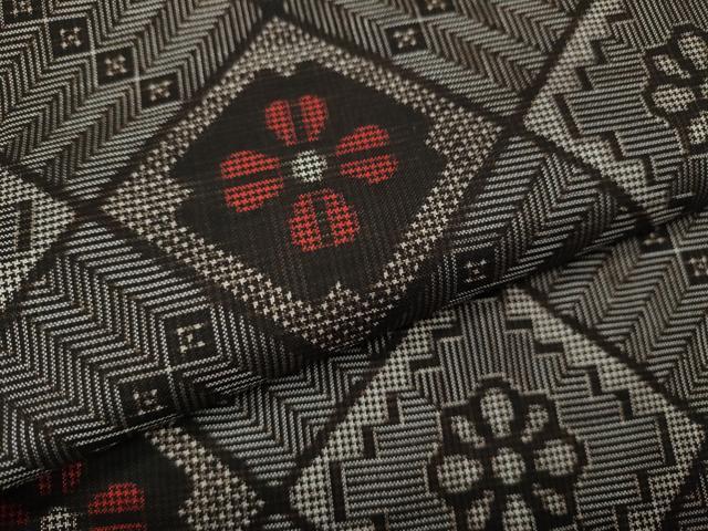 平和屋着物●本場大島紬 龍郷絣 菱花文 ロング丈 正絹 逸品 CABL8453ut