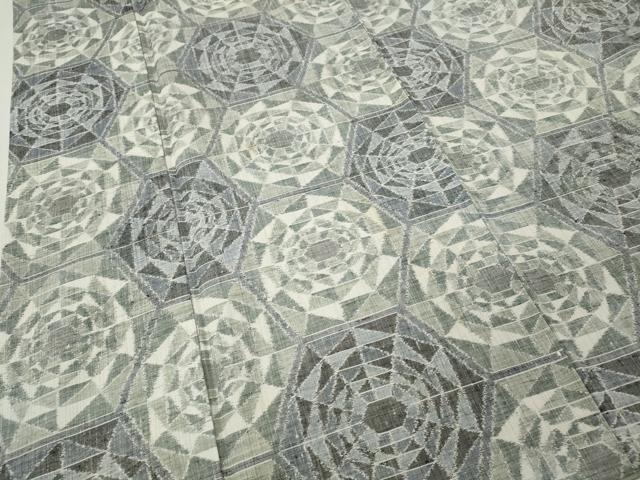 平和屋着物●小千谷紬 亀甲花文 正絹 逸品 CABL8460ut