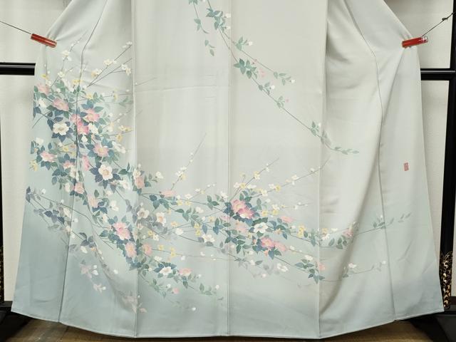 平和屋着物●十日町友禅作家 阿部佳雪 訪問着 枝花文 暈し染め 正絹 逸品 CABL8463ut